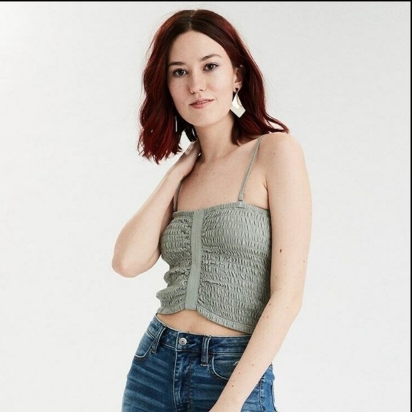 American Eagle Smocked Tube Top with Removable Straps size XS Y2K - Picture 2 of 6